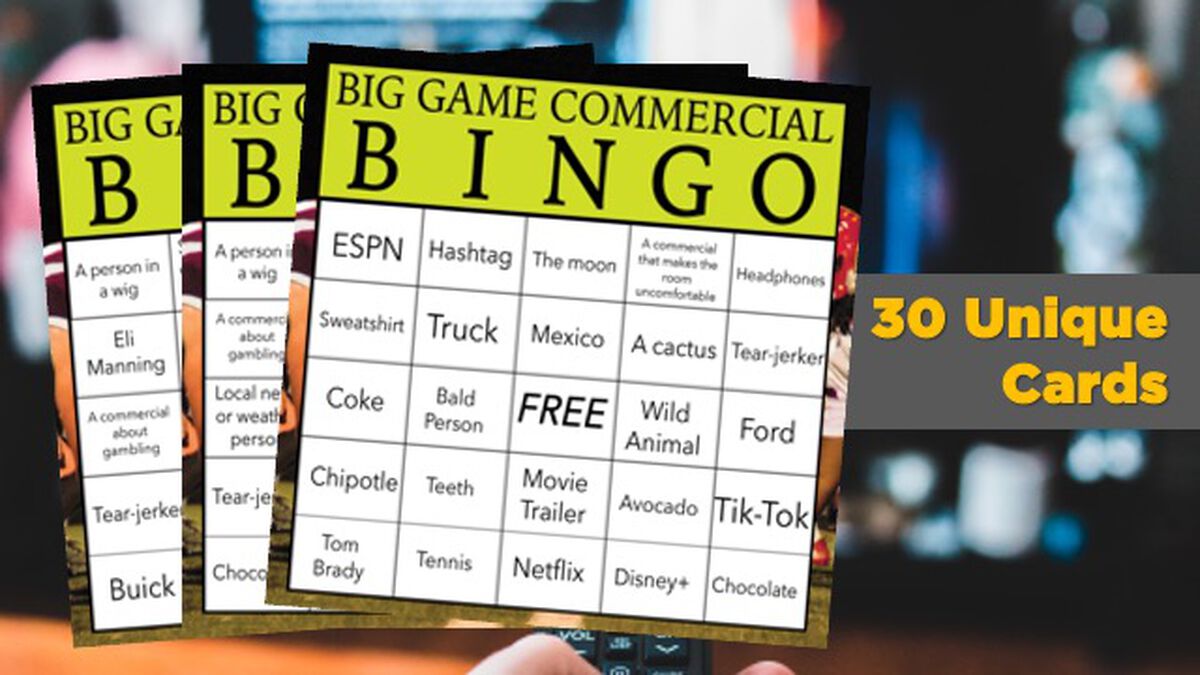 Big Game Commercial Bingo image number 1